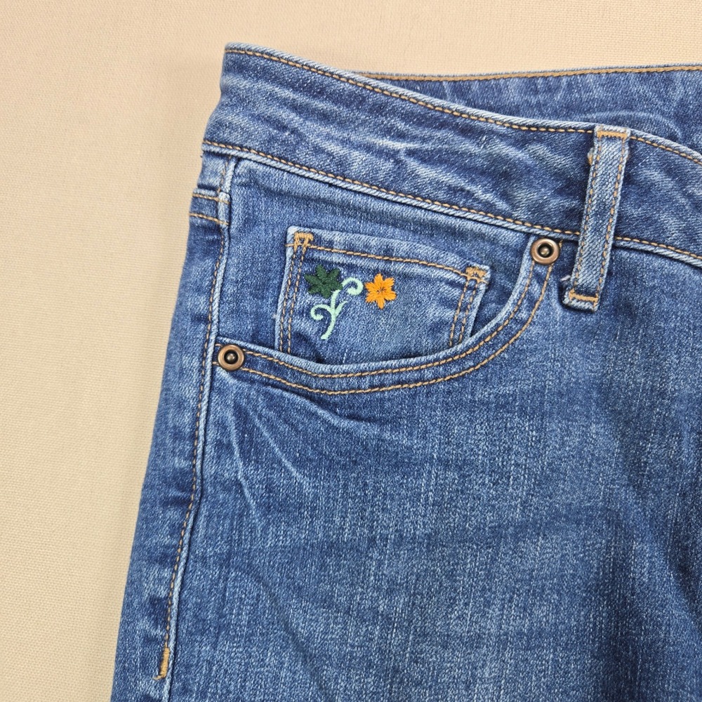 Sonoma Skinny Jeans Floral Embroidered Medium Wash Blue Womens Size 6 - Picture 6 of 13
